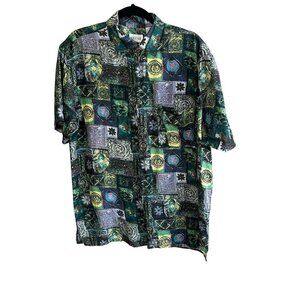 Cezar Vintage 90s 100% Silk Patchwork Disco Shirt  Size Medium